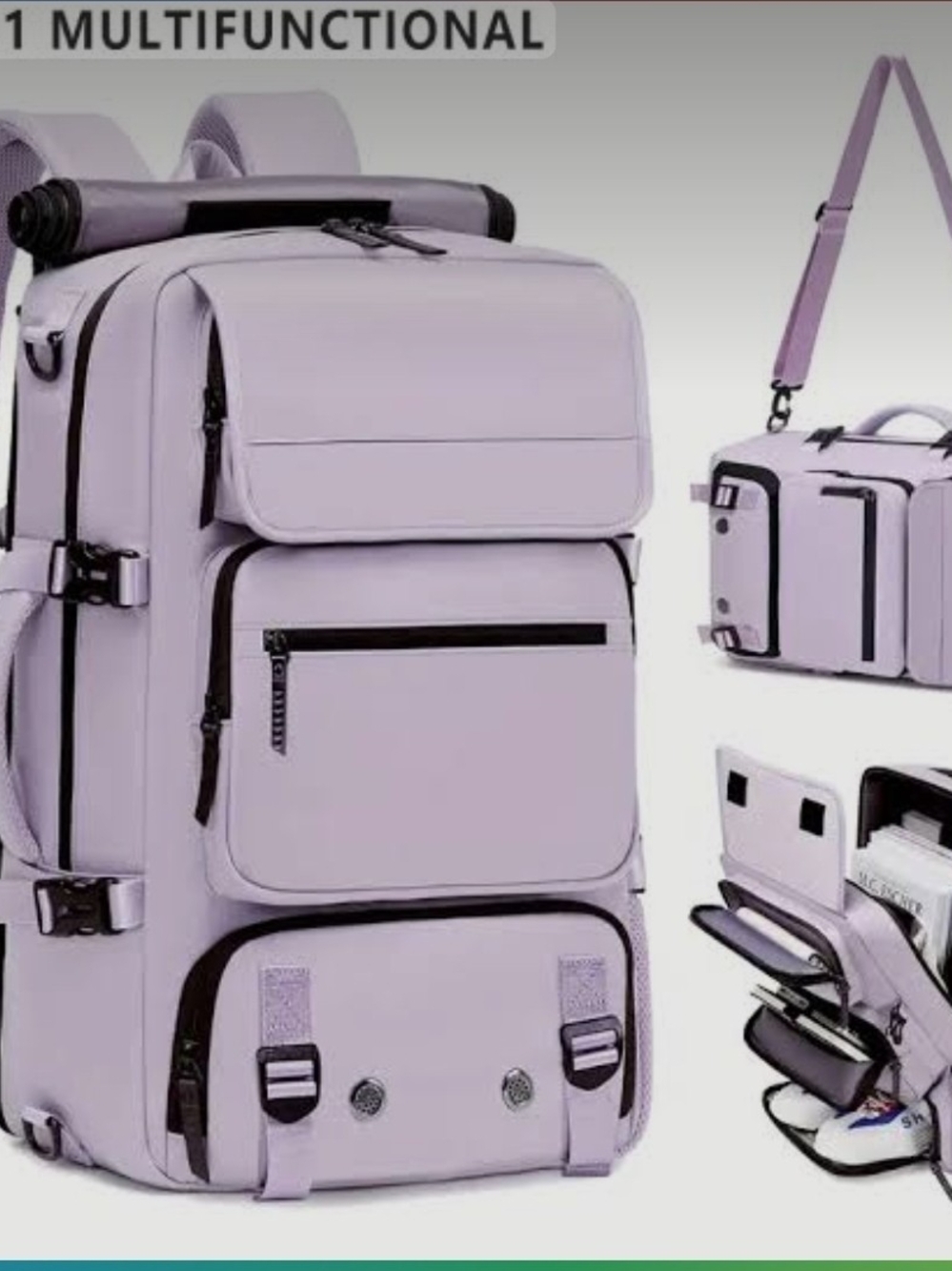 Light Lavender Charging Multifunctional Backpack